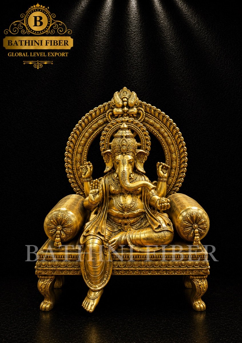 Maharaja Golden Vinayagar Royal Throne Statue