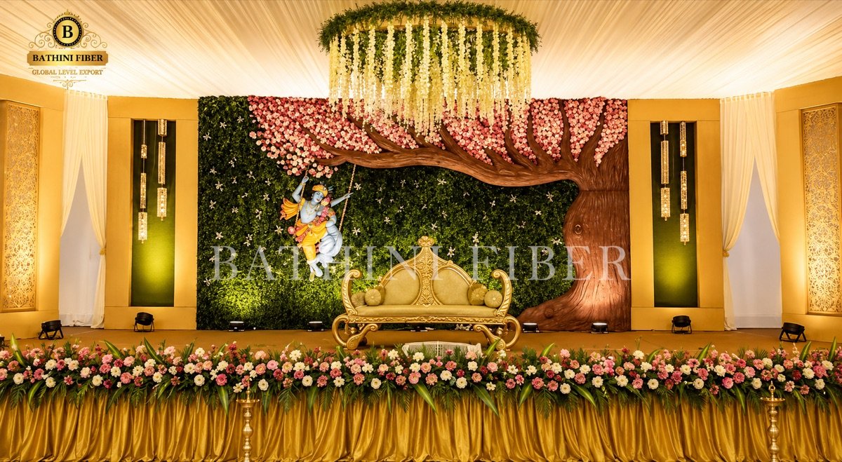 Radha Krishna Blossom Garden Wedding Stage