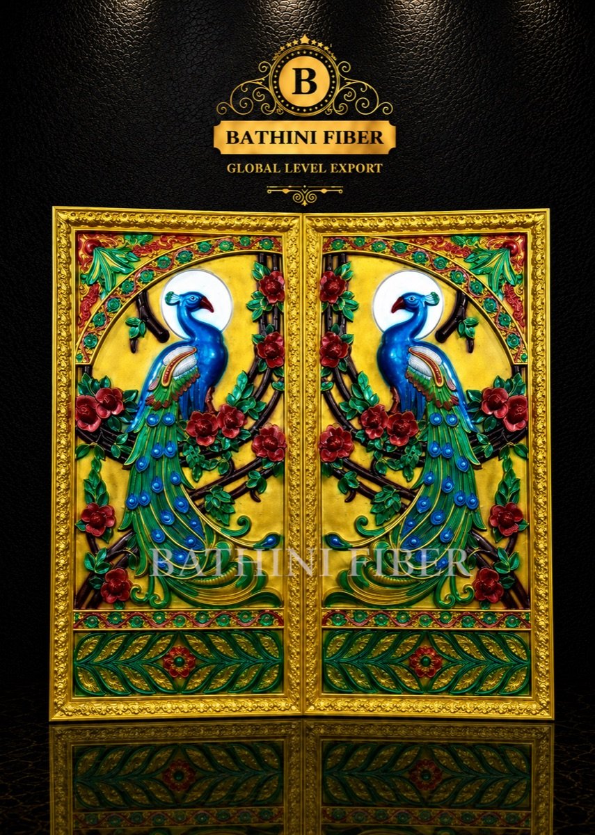 Royal Twin Peacock Decorative FRP Wall Panel
